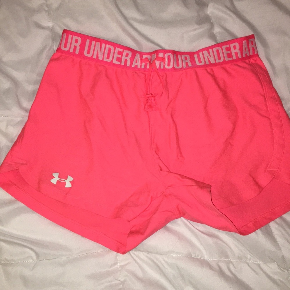 pink under armour athletic shorts
